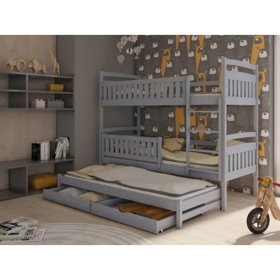 Buy Blanka Bunk Bed with Trundle and Storage, Colour: Grey, Mattresses: Foam/Bonnell Mattresses, 6 image