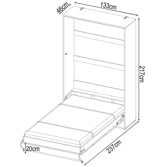 Buy CP-02 Vertical Wall Bed Concept 120cm, Colour: White Gloss, 3 image