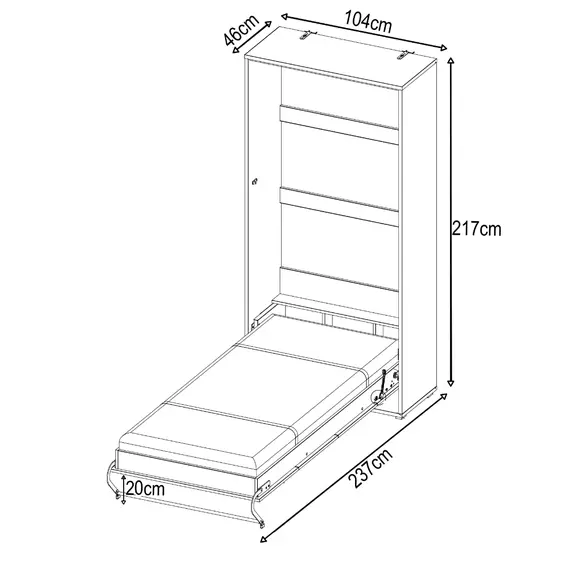 Buy CP-03 Vertical Wall Bed Concept 90cm, Colour: White Gloss, 3 image