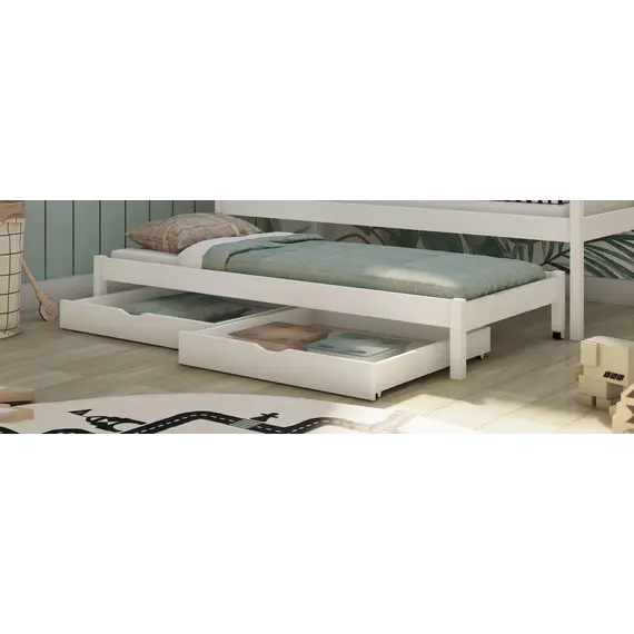 Buy Wooden Bunk Bed Emily with Trundle and Storage, Colour: Grey Matt, Mattresses: Foam/Bonnell Mattresses, 6 image