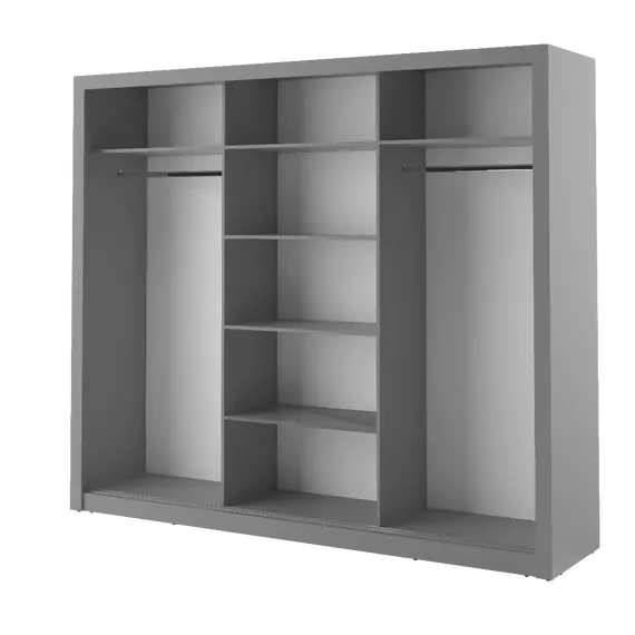 Buy Idea 01 - 3 Sliding Door Wardrobe 250cm, Colour: Grey Matt, 4 image