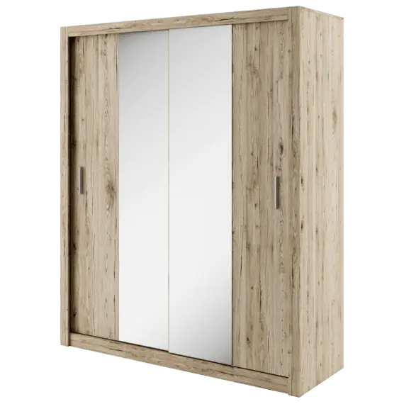 Buy Idea 03 - 2 Sliding Door Wardrobe 180cm, Colour: Oak, 5 image