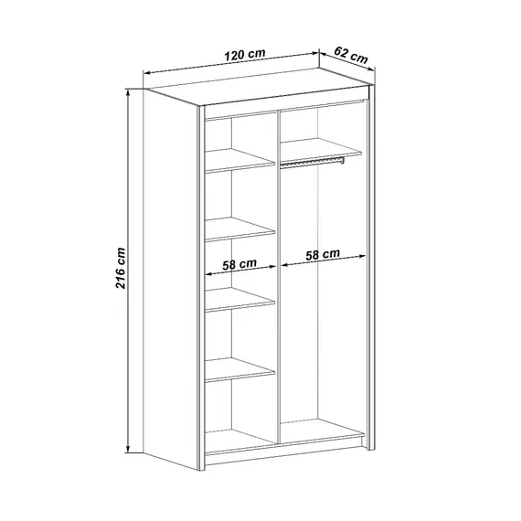 Buy Inova Sliding Door Wardrobe 120cm, Colour: Graphite, 3 image