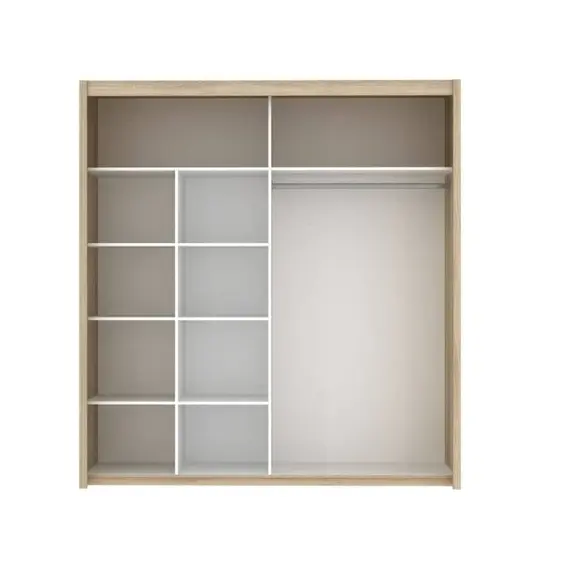 Buy Inova Sliding Door Wardrobe 200cm, Colour: Oak, 4 image