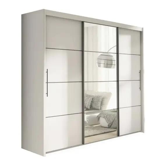 Buy Inova Sliding Door Wardrobe 250cm, Colour: White Matt, 4 image