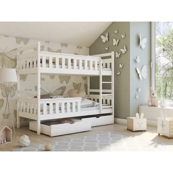 Buy Tezo Wooden Bunk Bed with Storage, Colour: White, Mattresses: Foam Mattresses, 10 image