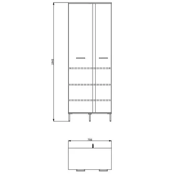 Buy Sorrento Oak Effect Tall Slim 2 Door Wardrobe - 3125 - NEW!!, 4 image