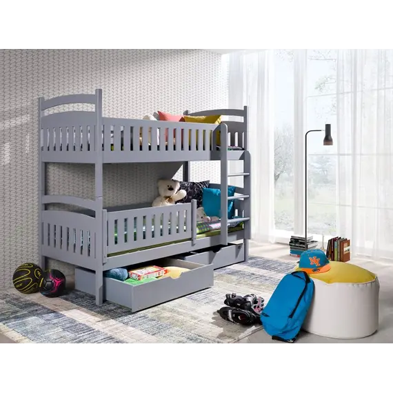 Buy Ignas Wooden Bunk Bed with Storage, Colour: Grey Matt, Mattresses: Foam Mattresses, 2 image