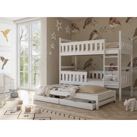 Buy Kors Bunk Bed with Trundle and Storage, Colour: White Matt, Mattresses: Without Mattresses, 4 image