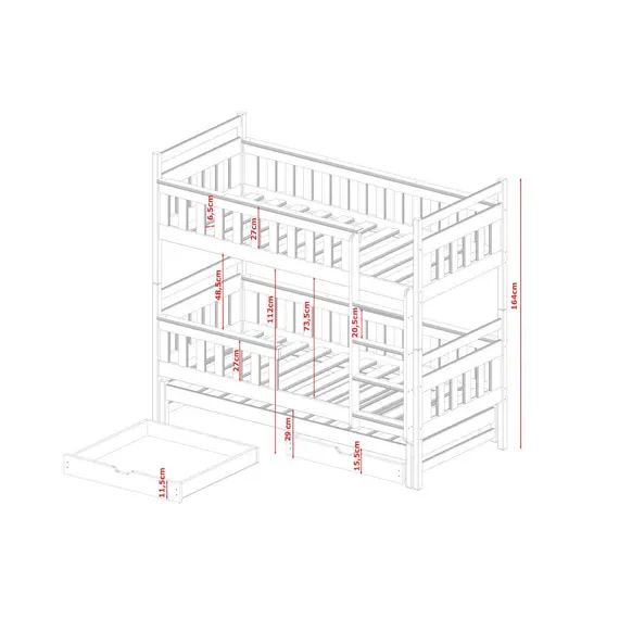 Buy Kors Bunk Bed with Trundle and Storage, Colour: White Matt, Mattresses: Without Mattresses, 5 image