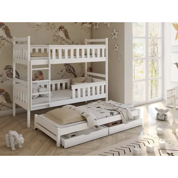 Buy Kors Bunk Bed with Trundle and Storage, Colour: White Matt, Mattresses: Without Mattresses, 6 image