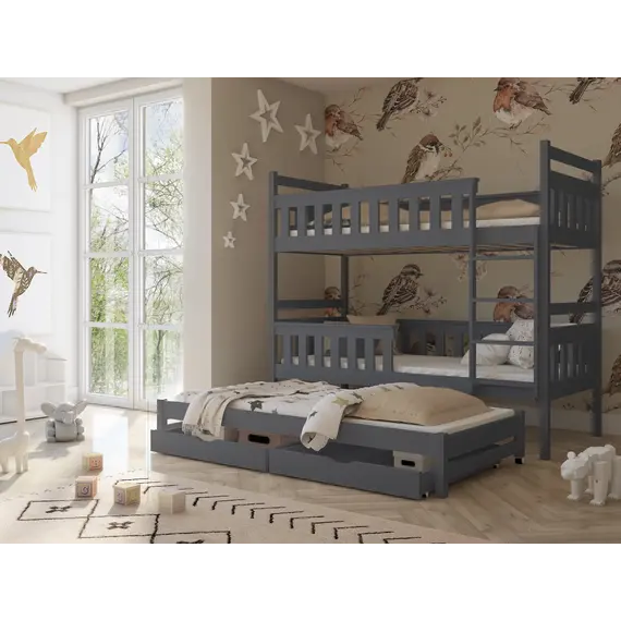 Buy Kors Bunk Bed with Trundle and Storage, Colour: Graphite, Mattresses: Foam Mattresses, 5 image