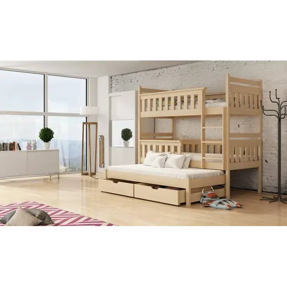 Buy Kors Bunk Bed with Trundle and Storage, Colour: Pine, Mattresses: Foam Mattresses, 5 image