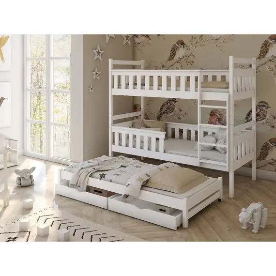 Buy Kors Bunk Bed with Trundle and Storage, Colour: White Matt, Mattresses: Foam Mattresses, 2 image