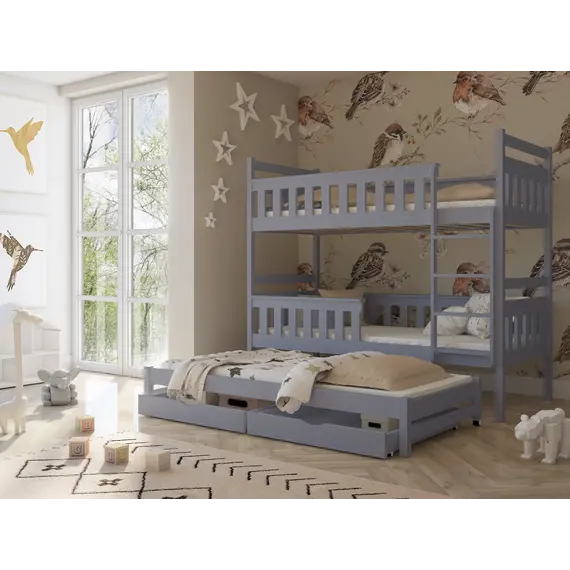 Buy Kors Bunk Bed with Trundle and Storage, Colour: Grey Matt, Mattresses: Without Mattresses, 5 image