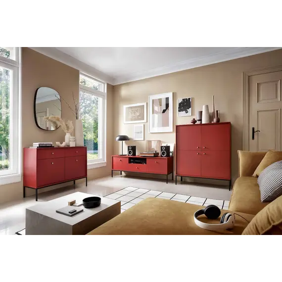 Buy Mono Highboard Cabinet, Colour: Red, 4 image