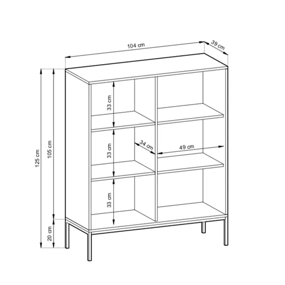 Buy Nova Highboard Cabinet 104cm, Colour: Grey Matt, 6 image