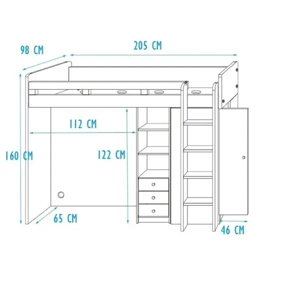 Buy Unit Cabin Bed, Colour: Grey, 4 image