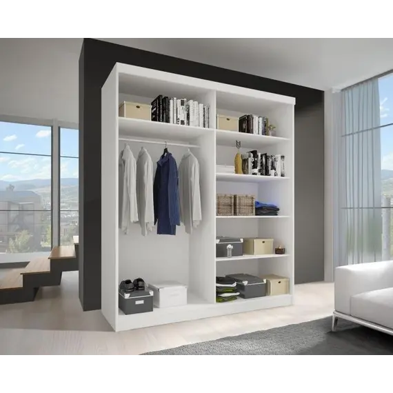 Buy Vista 01 Sliding Mirror Door Wardrobe 150cm, Colour: White Matt, 2 image