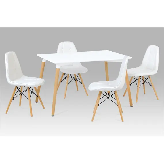 Buy Emery PU Chairs with Solid Beech Legs White (4s), 2 image