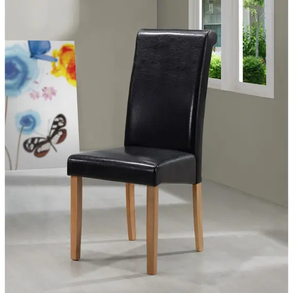 Buy Marley PU Solid Rubberwood Chair Brown, Colour: Brown, 2 image