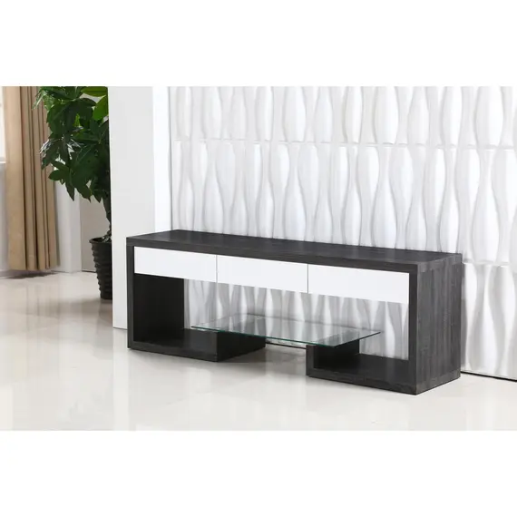 Buy Samba TV Unit Black & White High Gloss 3 Drawer, 2 image
