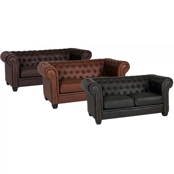 Buy Winston 2 Seater Sofa Leather & PVC Black