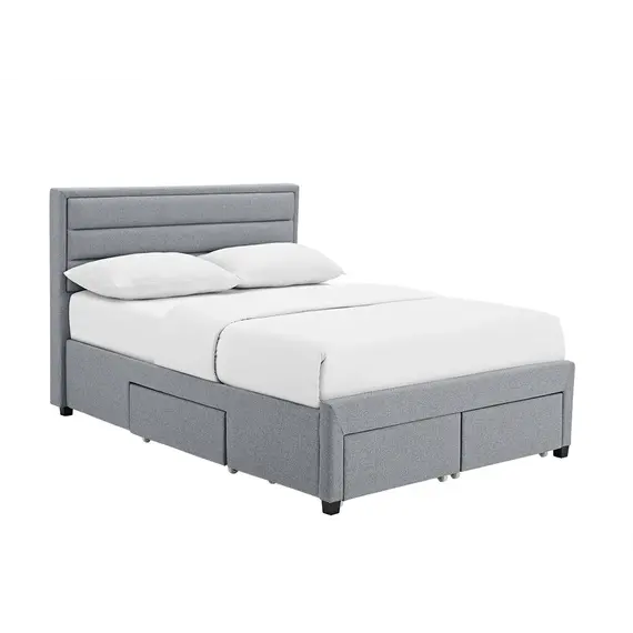 Buy Paisley 4 Drawer Linen Fabric Double Bed Grey, 3 image