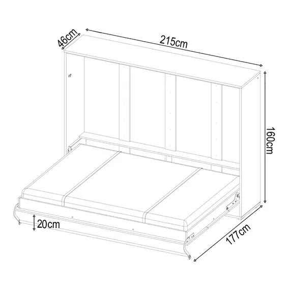 Buy CP-04 Horizontal Wall Bed Concept 140cm, Colour: Grey Matt, Mattresses: Without Mattresses, Size: Double, 5 image