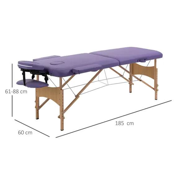 Buy HOMCOM Massage Table Bed Couch Beauty Bed 2 Section Therapy Bed Lightweight Portable Folding Spa Bed Purple, Colour: Purple, 3 image