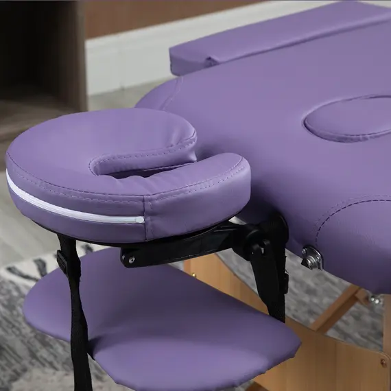 Buy HOMCOM Massage Table Bed Couch Beauty Bed 2 Section Therapy Bed Lightweight Portable Folding Spa Bed Purple, Colour: Purple, 8 image