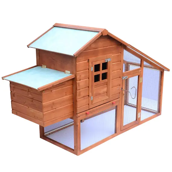 Buy HOMCOM Wooden Rabbit/ Chicken Coop. Size (190x 66x 116cm), 2 image