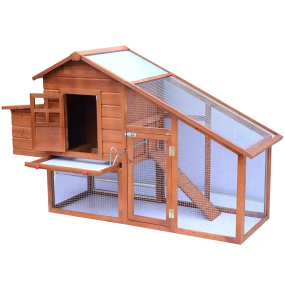 Buy HOMCOM Wooden Rabbit/ Chicken Coop. Size (190x 66x 116cm), 3 image