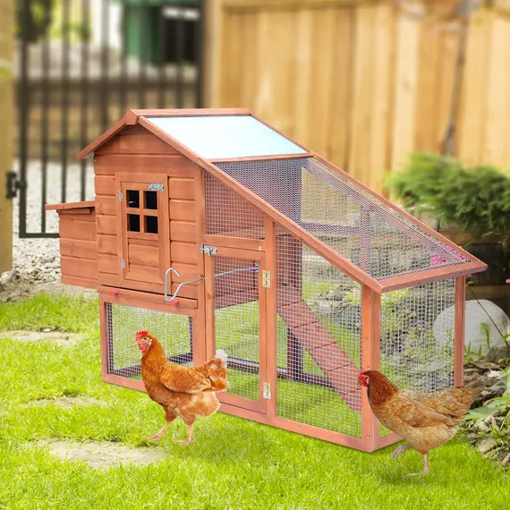 Buy HOMCOM Wooden Rabbit/ Chicken Coop. Size (190x 66x 116cm), 7 image