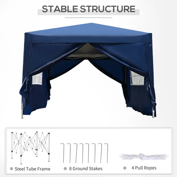 Buy Outsunny Pop Up Gazebo Marquee, size (3m x 3m)-Blue, 6 image