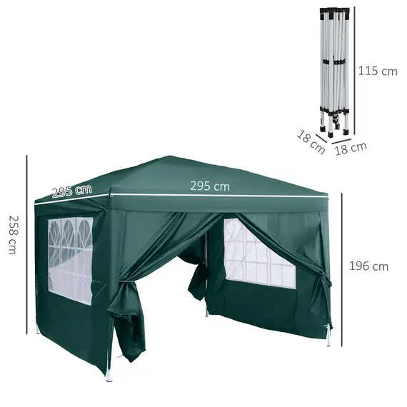 Buy Outsunny Pop Up Gazebo Marquee, size(3m x 3m)-Green, 2 image