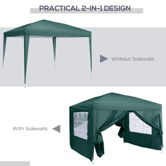 Buy Outsunny Pop Up Gazebo Marquee, size(3m x 3m)-Green, 3 image