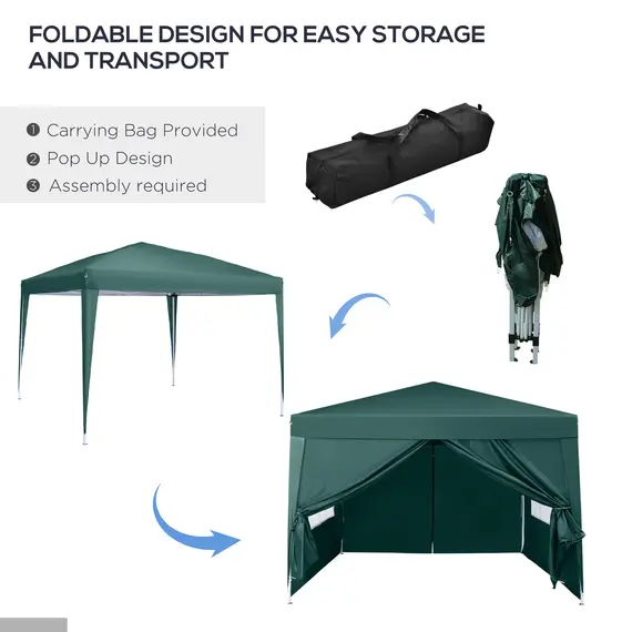 Buy Outsunny Pop Up Gazebo Marquee, size(3m x 3m)-Green, 4 image