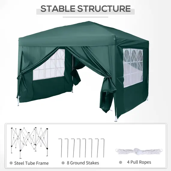 Buy Outsunny Pop Up Gazebo Marquee, size(3m x 3m)-Green, 7 image