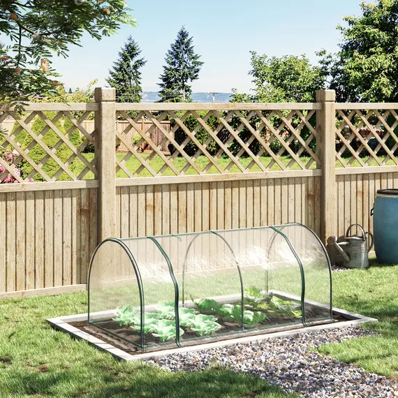 Buy PVC Tunnel Greenhouse Plant Grow House Steel Frame for Garden Backyard with Zipper Doors, 200Lx100Wx80H cm, Transparent