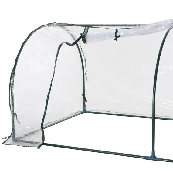 Buy PVC Tunnel Greenhouse Plant Grow House Steel Frame for Garden Backyard with Zipper Doors, 200Lx100Wx80H cm, Transparent, 6 image