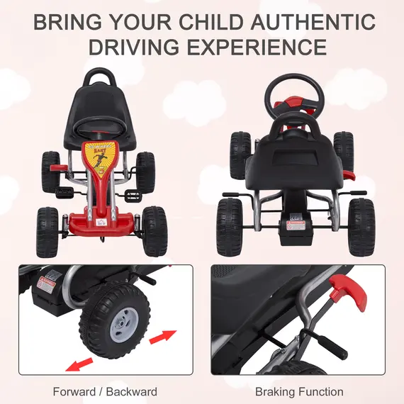 Buy Kids Ride on Pedal Go Kart W/ Hand Brake-Red, 3 image