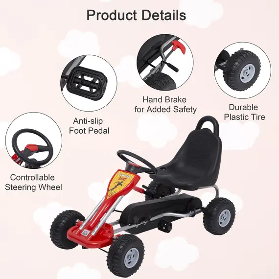 Buy Kids Ride on Pedal Go Kart W/ Hand Brake-Red, 5 image