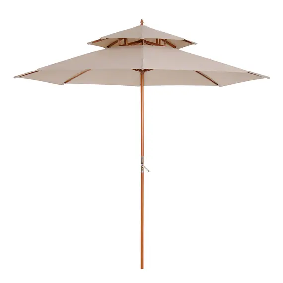 Buy 2.7m Elegant Wooden Frame Parasol Umbrella - Beige