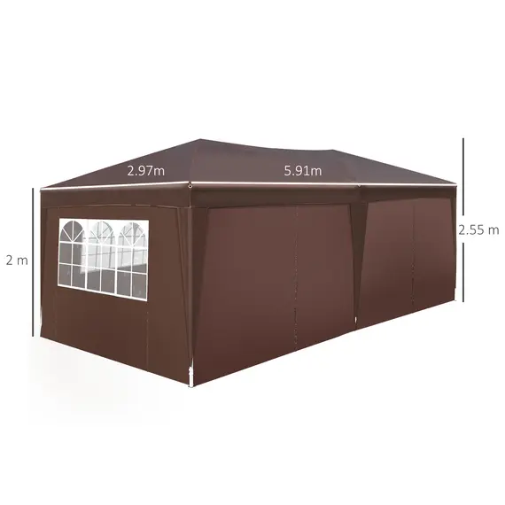 Buy Outsunny Pop Up Gazebo Marquee, size(6m x 3m)-Coffee, 2 image