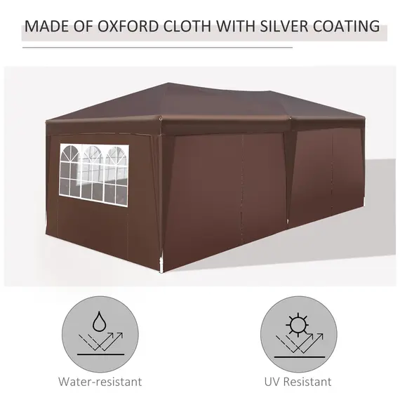 Buy Outsunny Pop Up Gazebo Marquee, size(6m x 3m)-Coffee, 3 image