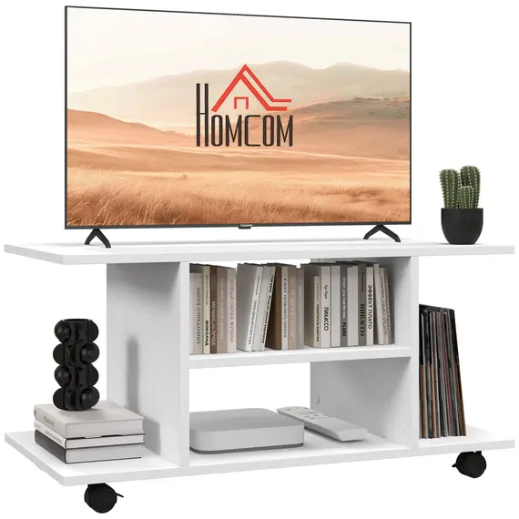 Buy Modern TV Cabinet Stand Storage Shelves Table Mobile Bedroom Furniture Bookshelf Bookcase White