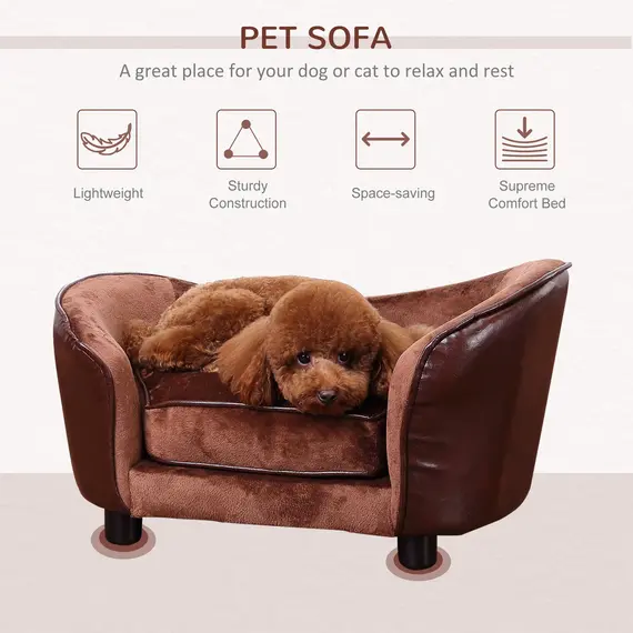 Buy Pet Sofa,66.5L x 40.5W x 35.5H cm-Coffee, 3 image
