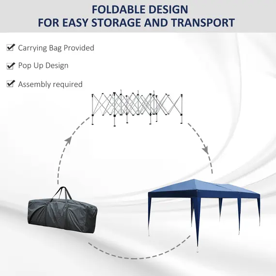 Buy 6x3 m Pop-Up Gazebo-Blue Oxford Cloth/Steel, 3 image