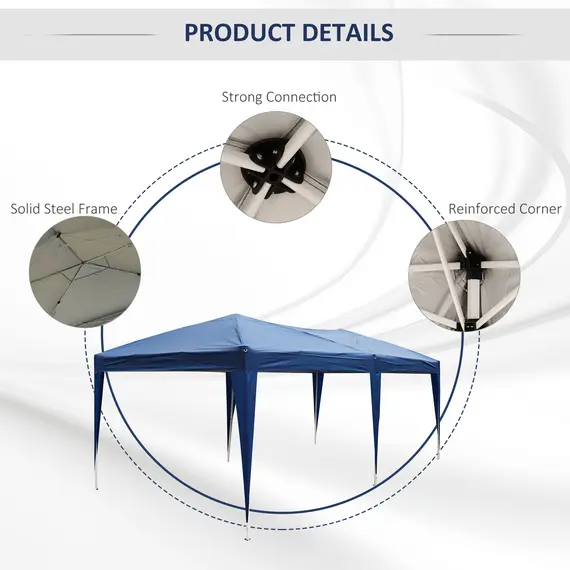 Buy 6x3 m Pop-Up Gazebo-Blue Oxford Cloth/Steel, 4 image